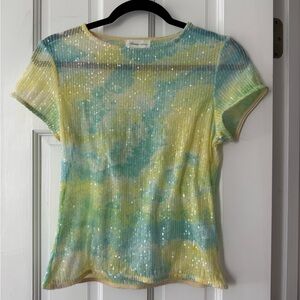 Lovers + Friends Multicolor Sequin Short Sleeve Top